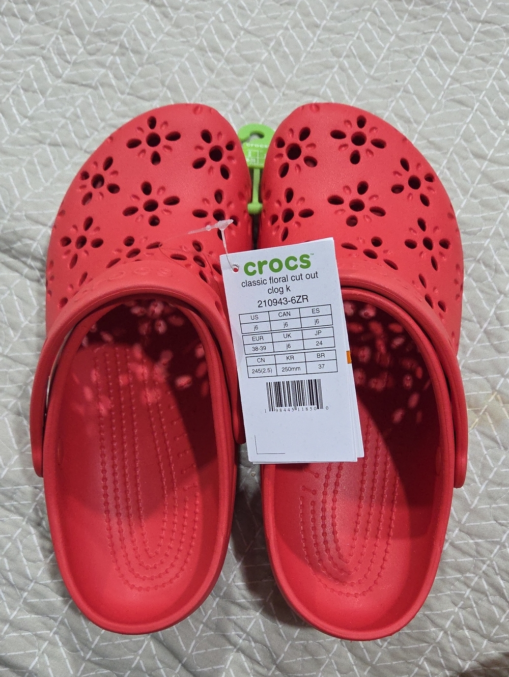 CROCS Kids Floral Cut-Out Clogs in Red